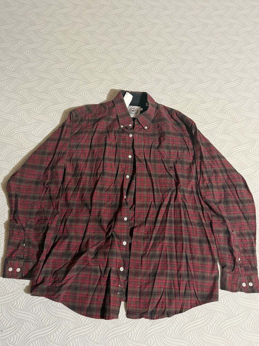 Cinch Men's Size L Red and‎ Brown Flannel Button Down Shirt